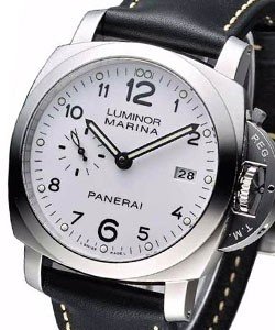 PAM 499 - Luminor 1950 3 Days Acciaio in Steel on Black Calfskin Leather Strap with White Dial