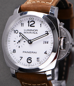 PAM 499 - Luminor 1950 3 Days Acciaio in Steel on Black Calfskin Leather Strap with White Dial