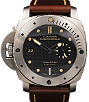 PAM 569 - Luminor 1950 Submersible Destro  in Titaniuim on Brown Leather Strap with Black Dial