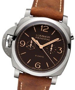 PAM 579 - 1950 8 Day Chrono Monopulsante Left-Handed in Titanium on Brown Leather Strap with Brown Dial