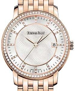 Jules Audemars in Rose Gold with Diamond Bezel  on Rose Gold Bracelet with Silver Diamond Dial