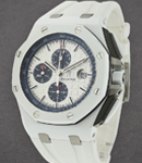 Royal Oak Offshore in White Ceramic On White Rubber Strap with Silver Toned Tapisserie Dial