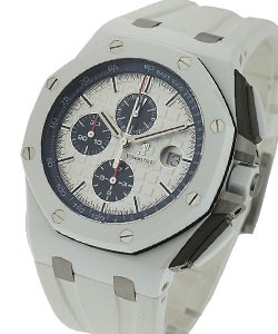 Royal Oak Offshore in White Ceramic On White Rubber Strap with Silver Toned Tapisserie Dial