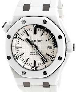 Royal Oak Offshore Diver Automatic in Titanium  On White Rubber Strap with Light Silver Toned Dial