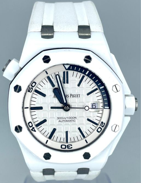 Royal Oak Offshore Diver Automatic in Titanium On White Rubber Strap with Light Silver Toned Dial