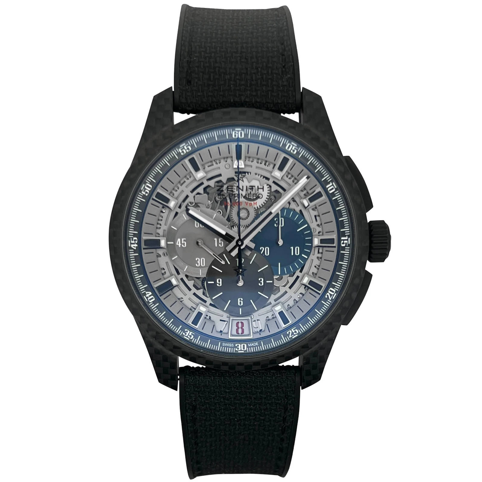 El Primero Lightweight Chronograph in Carbon with Aluminium on Black Fabric Strap with Skeleton Dial - Limited to 500pcs