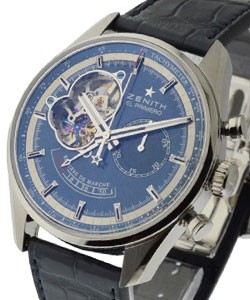 El Primero Chronomaster Power Reserve in Steel On Blue Crocodile Strap with Blue Sunray Dial