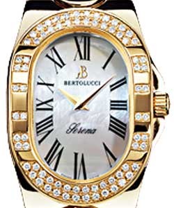 Serena Swiss Quartz in Rose Gold with Diamond Bezel On Rose Gold Bracelet with White Mother of Pearl Dial