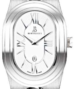Serena Large Swiss Quartz in Steel On Steel Bracelet with Curved Silver Opalin Dial