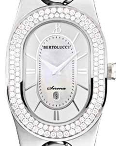 Serena Large Swiss Quartz in Steel with Diamond Bezel On Steel Bracelet with Silver Opalin Dial