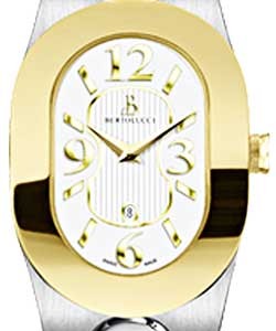 Serena Large Swiss Quartz in Yellow Gold On Steel Bracelet with Silver Opalin Dial