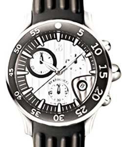 Bella Costa Swiss Quartz in Steel On Black Rubber Strap with White Vertical Pattern Dial