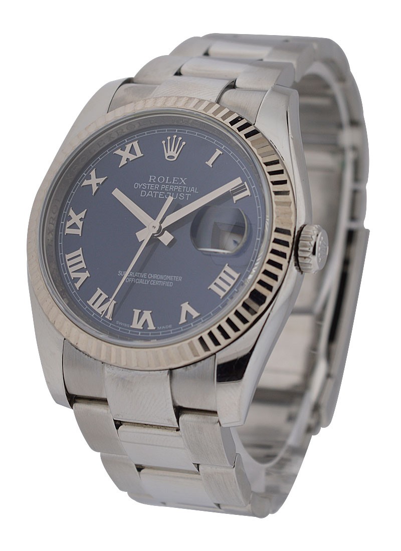 Pre-Owned Rolex Datejust 36mm in Steel with Fluted White Gold Bezel