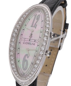 2-Time Zone Lady's Millenium 2000 in White Gold Diamond Bezel and Lugs - White MOP Dial