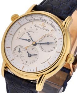 Master Geographic 38mm in Yellow Gold on Strap with Silver Dial