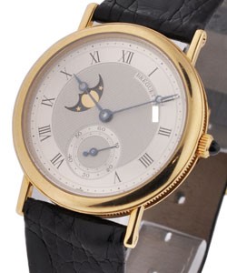 Classique Small Size Moon Phase Yellow Gold on Strap - Mechanical