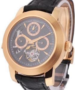 Opera Two Tourbillon Minute Repeater Perpetual Calendar Rose Gold on Strap with Black Dial