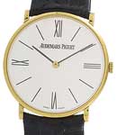Classic Ultra Thin in Yellow Gold on Black Leather Strap with White Roman Dial