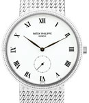 3919 Calatrava in White Gold with Hobnail Case on White Gold Bracelet with White Dial