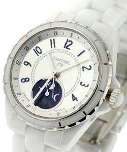 J12 Ladies Automatic 38mm in White Ceramic on White Ceramic Bracelet with White Dial - Blue Subdial