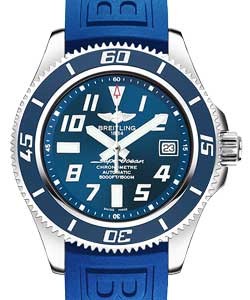 Superocean Mens 42mm Automatic in Steel On Blue Rubber Strap with Blue Arabic Dial