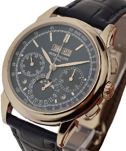 Perpetual Calendar Chronograph 5270G in White Gold on Black Alligator Leather Strap with Blue Dial