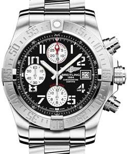 Super Avenger II Chronograph in Steel On Steel Bracelet with Black Dial
