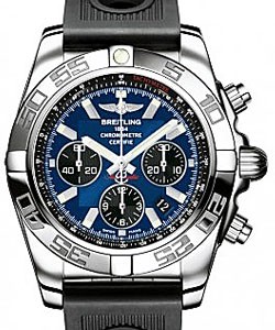 Chronomat Evolution Mens Automatic in Steel On Black Ocean Rubber Strap- Blue Dial - BlackSubdials