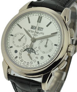 Perpetual Calendar Chronograph 5270G001 in White Gold on Black Alligator Leather Strap with Silver Opaline Dial
