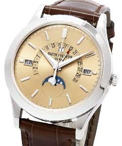 5496 Perpetual Calendar Retrograde in Platinum on Brown Alligator Leather Strap with Honey Brown Dial