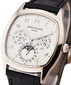 Grand Complication Ref 5940G-001 Perpetual Calendar in White Gold on Black Leather Strap with White Dial