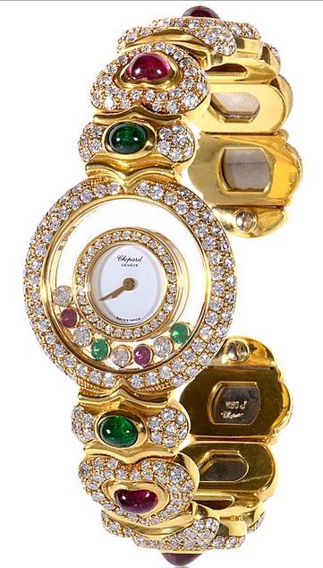 Happy Diamonds with Rubies, Emeralds, & Diamonds Yellow Gold on Bracelet with Floating Diamonds 