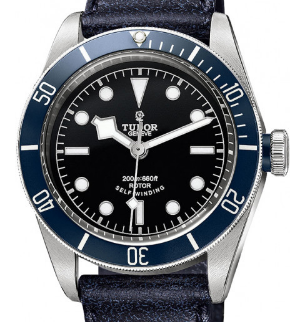 Heritage Black Bay Automatic in Steel with Blue Bezel On Blue Leather Strap with Black Dial