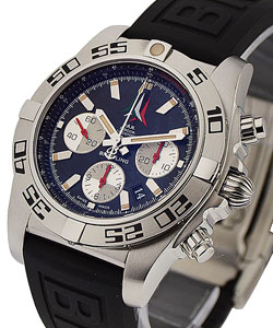 Chronomat 44 Chronograph Automatic in Steel On Black Rubber Strap with Black Dial - Silver Subdials