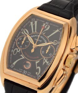 Conquistador Chronograph in Rose Gold on Black Crocodile Leather Strap with Black Dial
