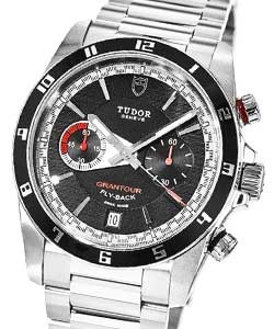 Grantour Chrono Flyback mens 42mm Automatic in Steel On Steel Bracelet with Black Dial