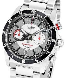 Grantour Chrono Flyback mens 42mm Automatic in Steel On Steel Bracelet with Silver Dial