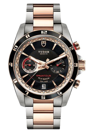 Tudor Grantour Chrono Flyback Automatic in Steel with Black Lacquered Rose Gold Bezel