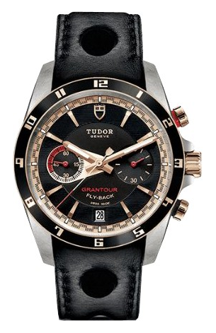 Tudor Grantour Chrono Flyback Automatic in  Steel with Black Lacquered Rose Gold Bezel