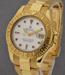 Yacht-Master Mid Size in Yellow Gold on Oyster Bracelet with White MOP Ruby Dial