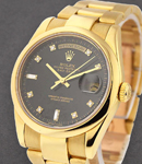 President - 36mm - Yellow Gold - Smooth Bezel on Oyster Bracelet with Factory Black Diamond Dial