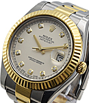 Datejust II 41mm in Steel with Yellow Gold Fluted Bezel on Oyster Bracelet with Ivory Diamond Dial