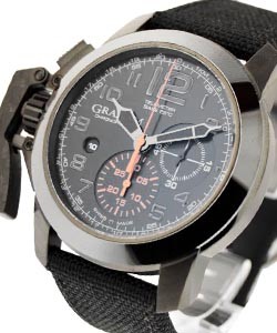 Chronofighter Oversize 47mm Automatic in Steel with Black Ceramic Bezel on Black Techno-Fabric Strap with Black Dial