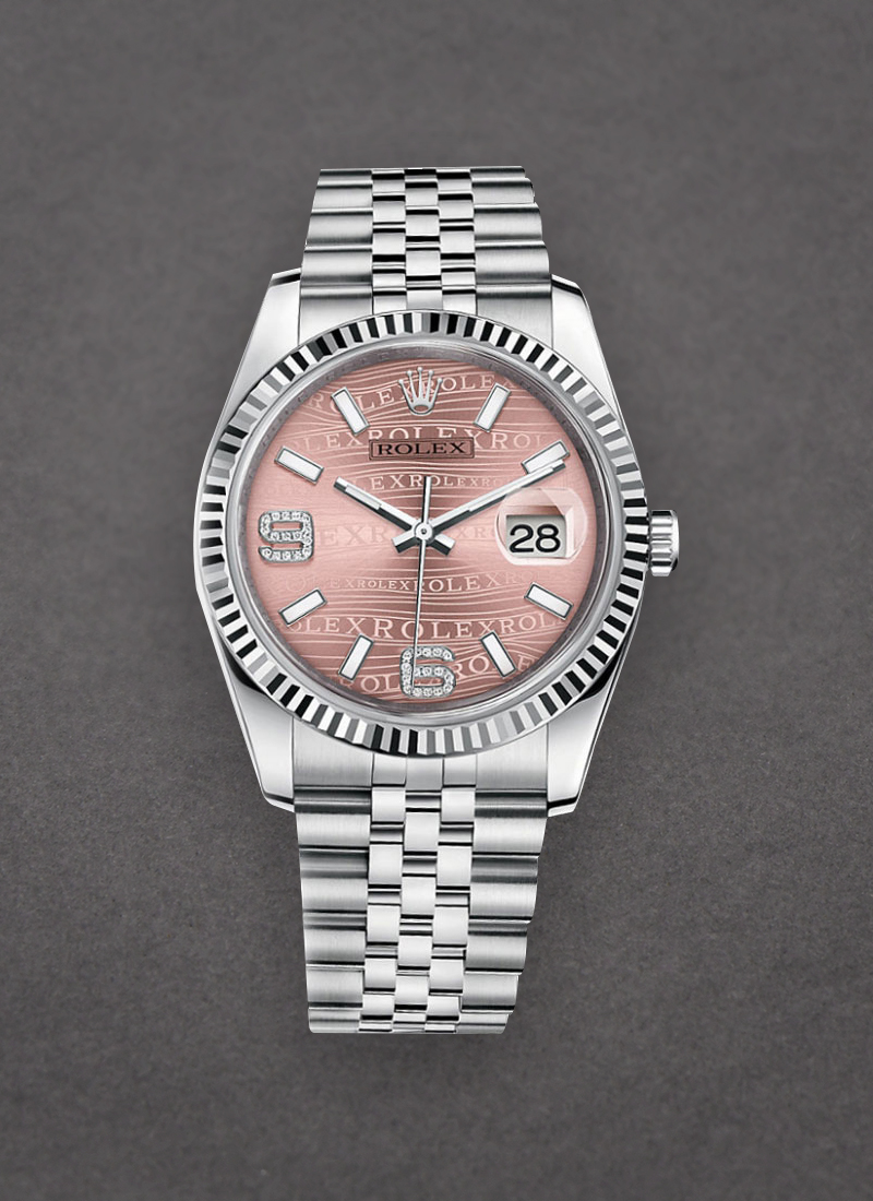 Rolex Unworn Datejust in Steel with White Gold Fluted Bezel