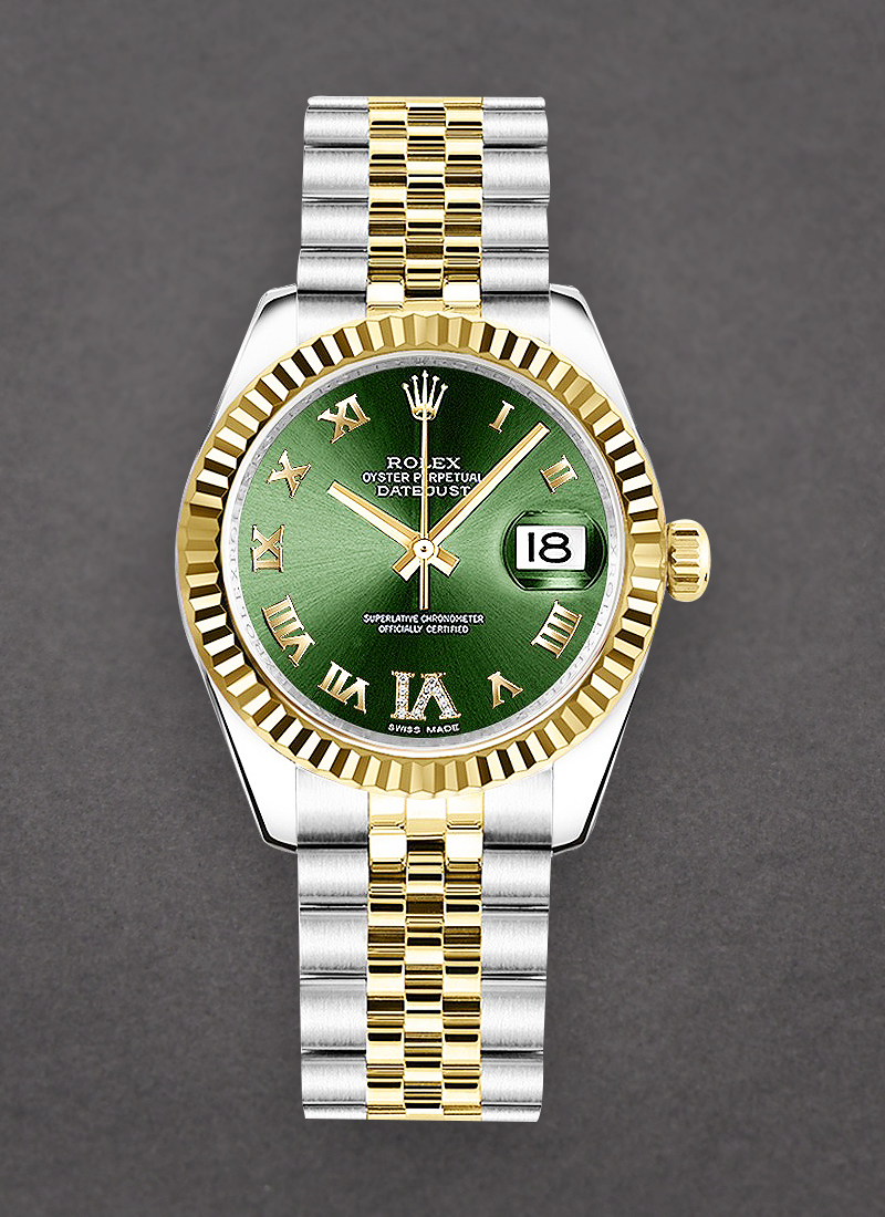 Rolex Unworn Datejust Mid Size in Steel and Yellow Gold Fluted Bezel