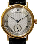 Classique Ladies Manual 32.5mm In Yellow Gold On Black Leather Strap with Silver