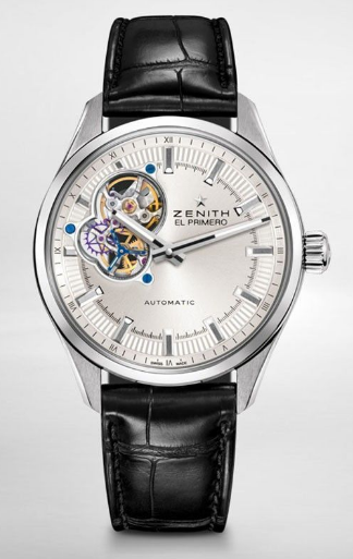 El Primero Synopsis Automatic in Steel On Black Crocodile Leather Strap with Silver Sunray Dial