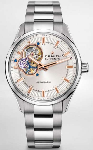 El Primero Synopsis in Steel On Steel Bracelet with Silver Sunray Gold Index Dial
