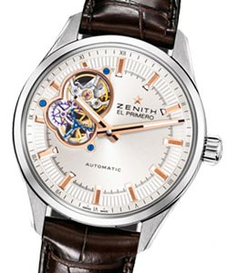 El Primero Synopsis 40mm Automatic in Steel on Brown Crocodile Leather Strap with Silver Sunray Dial