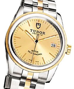 Glamour Date in 2-Tone on Steel and Yellow Gold Bracelet with Champagne Index Dial